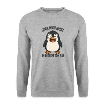 Ne me regarde pas sur ce ton Pingouin - Sweat-shirt Unisexe - gris chiné - Devant - Alina (178cm) & Michal (187cm)