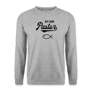 Pastor Pastoren Geistliche Evangelisch Kirche - Unisex Pullover - Weißgrau meliert - Vorne - Alina (178cm) & Michal (187cm)