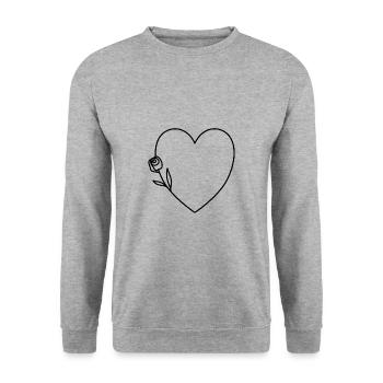 Heart Love Roses Symbol Flower In Love Partner - Unisex Sweatshirt - salt & pepper - Front - Alina (178cm) & Michal (187cm)
