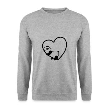 Panda Heart Love Vegan Bear Sweet Gift Valentine - Unisex Sweatshirt - salt & pepper - Front - Alina (178cm) & Michal (187cm)