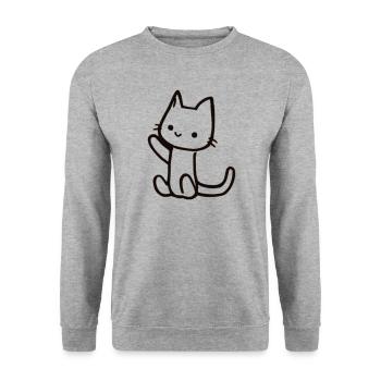 Cat sketch in linear style - Unisex Sweatshirt - salt & pepper - Front - Alina (178cm) & Michal (187cm)