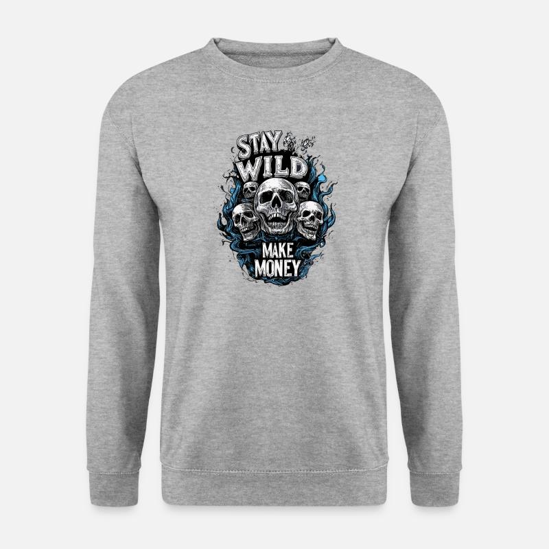 Stay Wild Make Money Bitcoin Crypto Finance - Unisex Pullover - Weißgrau meliert