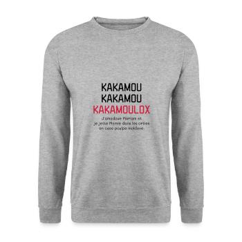 Kamoulox ! Humour - Drôle - Parodie - Loufoque - Sweat-shirt Unisexe - gris chiné - Devant - Alina (178cm) & Michal (187cm)