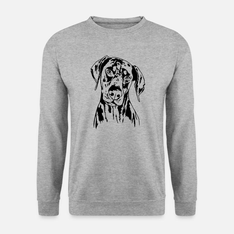 DOBERMANN Doberman Pinscher Hundeportrait Wilsigns - Unisex Pullover - Weißgrau meliert