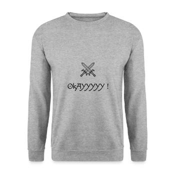 Okayyyyy - Jacquouille - Les Visiteurs - Culte ! - Sweat-shirt Unisexe - gris chiné - Devant - Alina (178cm) & Michal (187cm)