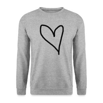 Coeur Noir Idée Cadeau Amour Amoureux - Sweat-shirt Unisexe - gris chiné - Devant - Alina (178cm) & Michal (187cm)