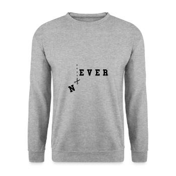 Never Texte Jeu de mots Jamais Infini l’humour - Sweat-shirt Unisexe - gris chiné - Devant - Alina (178cm) & Michal (187cm)