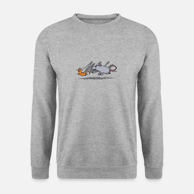 Mouse chasing cat gift - Unisex Sweatshirt - salt & pepper