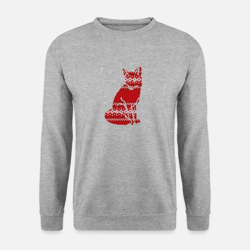 Christmas fox - knitting effect - Unisex Sweatshirt - salt & pepper