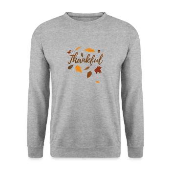 Thankful Autumn Thanksgiving Day Gift Fall Love - Unisex Sweatshirt - salt & pepper - Front - Alina (178cm) & Michal (187cm)