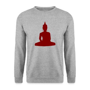 Buddhismus - Unisex Pullover - Weißgrau meliert - Vorne - Alina (178cm) & Michal (187cm)