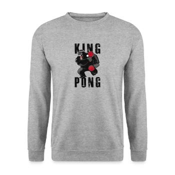 Cadeau de gorille de tennis de table King Pong Ping Pong - Sweat-shirt Unisexe - gris chiné - Devant - Alina (178cm) & Michal (187cm)