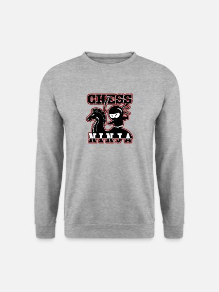 CHESS NINJA der Schach Spieler Ninja - Geschenk - Unisex Pullover - Weißgrau meliert
