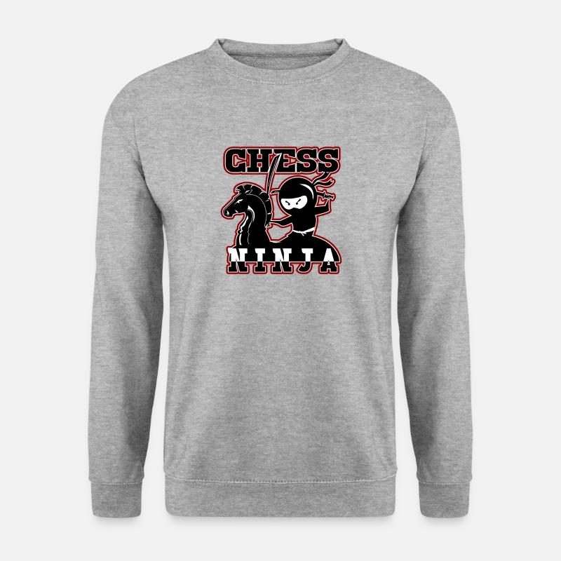 CHESS NINJA der Schach Spieler Ninja - Geschenk - Unisex Pullover - Weißgrau meliert