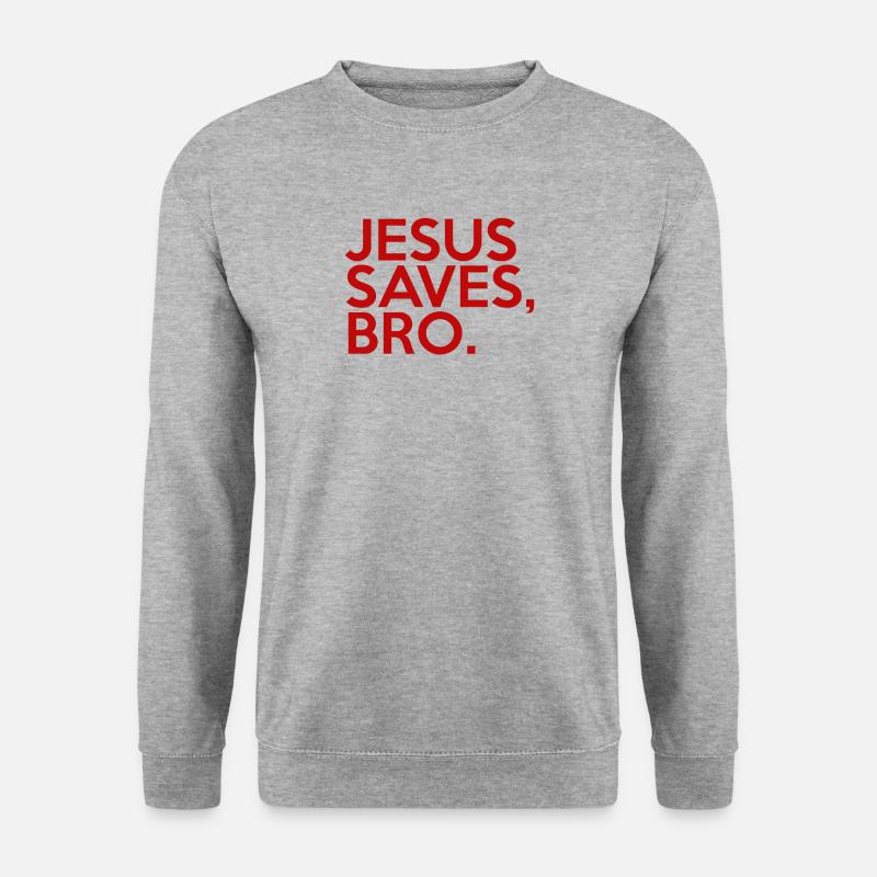 Jesus Saves Bro - Unisex Pullover - Weißgrau meliert