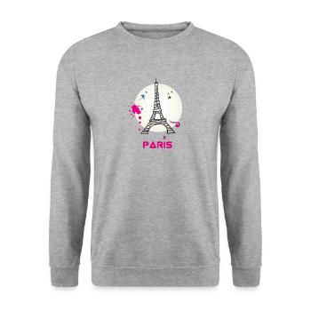 paris eiffelturm scribble love fasion trip tourist - Unisex Pullover - Weißgrau meliert - Vorne - Alina (178cm) & Michal (187cm)