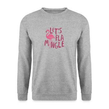 Let's flamingle - Flamingo Shirt - Unisex Pullover - Weißgrau meliert - Vorne - Alina (178cm) & Michal (187cm)