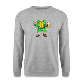 St Patricks Day Leprechaun Costume Goblin Kostüm - Unisex Pullover - Weißgrau meliert - Vorne - Alina (178cm) & Michal (187cm)