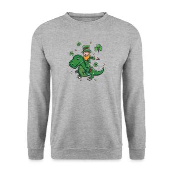 St Patricks tenue de jour T-Rex cadeau Bière Irlande - Sweat-shirt Unisexe - gris chiné - Devant - Alina (178cm) & Michal (187cm)