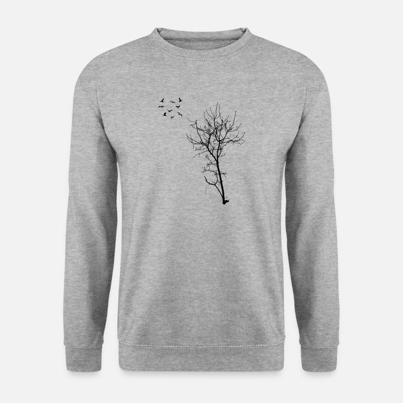 Baum Wald Lebensbaum Geschenk Spiritual Bäume - Unisex Pullover - Weißgrau meliert