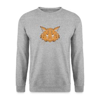 cat head cute cat head cat shirt - Unisex Sweatshirt - salt & pepper - Front - Alina (178cm) & Michal (187cm)