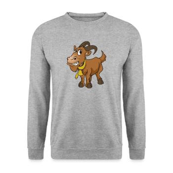 Ziege Ziegenbock - Unisex Pullover - Weißgrau meliert - Vorne - Alina (178cm) & Michal (187cm)
