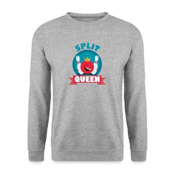 Split Queen Split Happens Bowling König T_Shirt - Unisex Pullover - Weißgrau meliert - Vorne - Alina (178cm) & Michal (187cm)