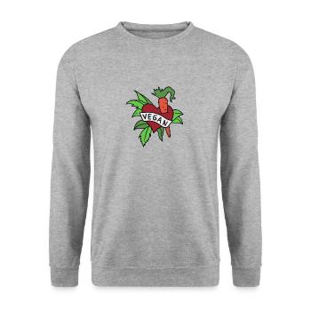Vegan heart with carrot and lettuce - vegetarian - Unisex Sweatshirt - salt & pepper - Front - Alina (178cm) & Michal (187cm)