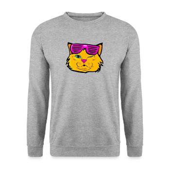 Chat chaton kitty pop art coloré drôle lunettes - Sweat-shirt Unisexe - gris chiné - Devant - Alina (178cm) & Michal (187cm)