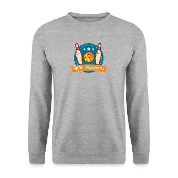 Split Happens Tee Bowling Bowler Tee - Unisex Sweatshirt - salt & pepper - Front - Alina (178cm) & Michal (187cm)