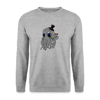 Monocle Octopus Kids Shirt | Perfect gift - Unisex Sweatshirt - salt & pepper - Front - Alina (178cm) & Michal (187cm)