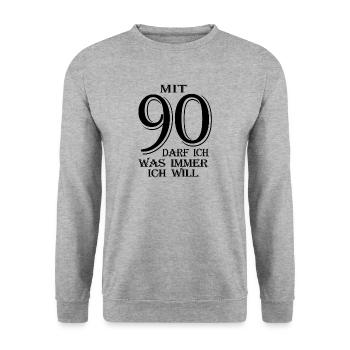 90 Jahre Geburtstag Geschenk Opa Vater Neunzig Alt - Unisex Pullover - Weißgrau meliert - Vorne - Alina (178cm) & Michal (187cm)