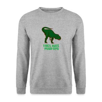 T-Rex - dinosaur pushups sports force - Unisex Sweatshirt - salt & pepper - Front - Alina (178cm) & Michal (187cm)