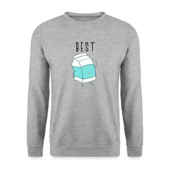 Best Friends Geschenk Partnerlook Beste Freunde - Unisex Pullover - Weißgrau meliert - Vorne - Alina (178cm) & Michal (187cm)