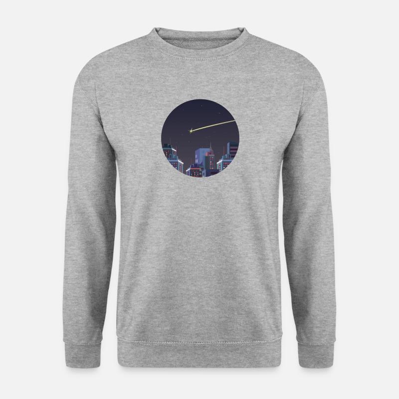 Sternschnuppe Geschenk Silhouette Skyline Himmel - Unisex Pullover - Weißgrau meliert