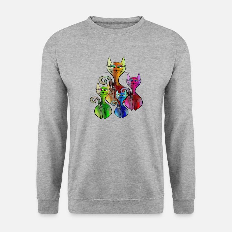Katzen - Unisex Pullover - Weißgrau meliert