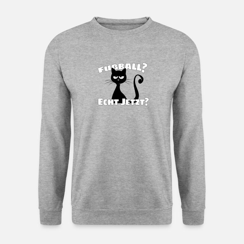 Grummel Katze Anti-Fussball Echt jetzt? Geschenk - Unisex Pullover - Weißgrau meliert