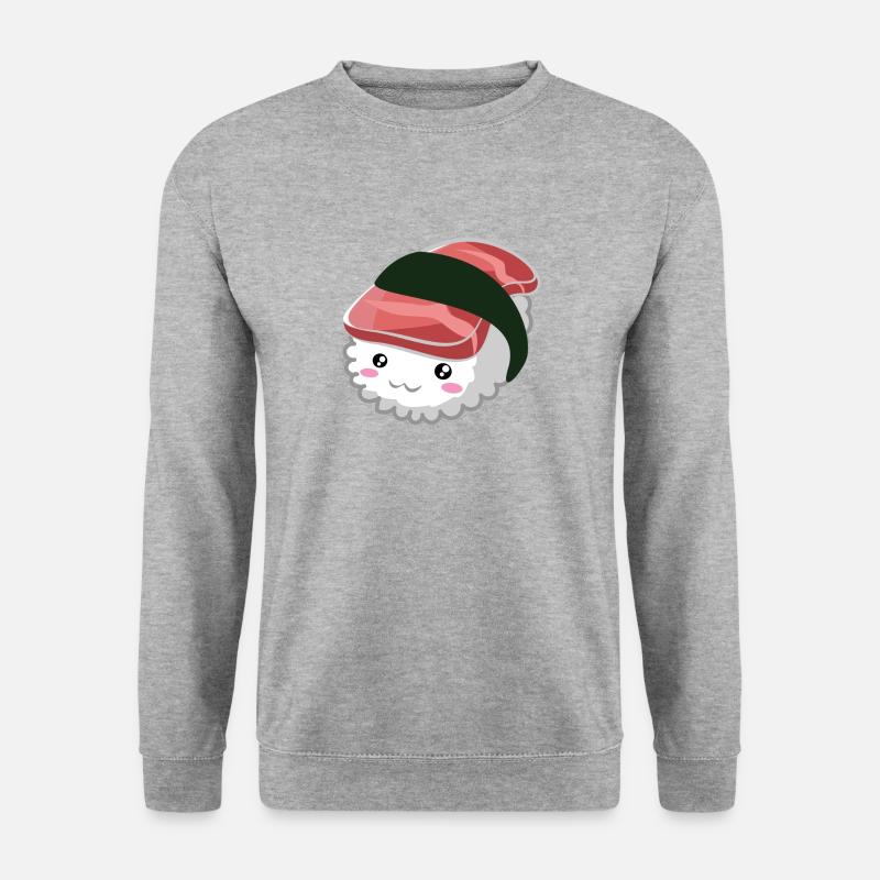 Süßes Lachs Nigiri Sushi - Unisex Pullover - Weißgrau meliert