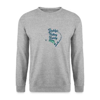 Daddys Fishing Buddy-Kind Angler T-Shirt Geschenk - Unisex Pullover - Weißgrau meliert - Vorne - Alina (178cm) & Michal (187cm)