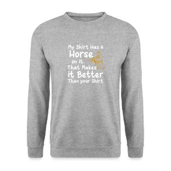 Cheval cheval disant drôle Cadeau disant - Sweat-shirt Unisexe - gris chiné - Devant - Alina (178cm) & Michal (187cm)