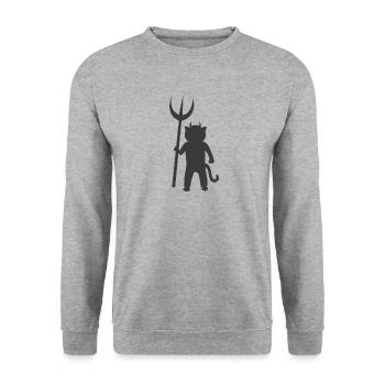 Chat habillé en diable Halloween - Sweat-shirt Unisexe - gris chiné - Devant - Alina (178cm) & Michal (187cm)