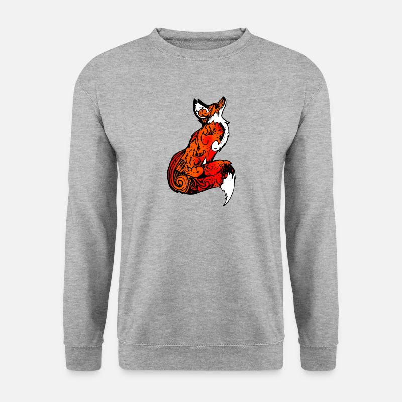Fuchs Tattoo Tier cool Geschenk - Unisex Pullover - Weißgrau meliert