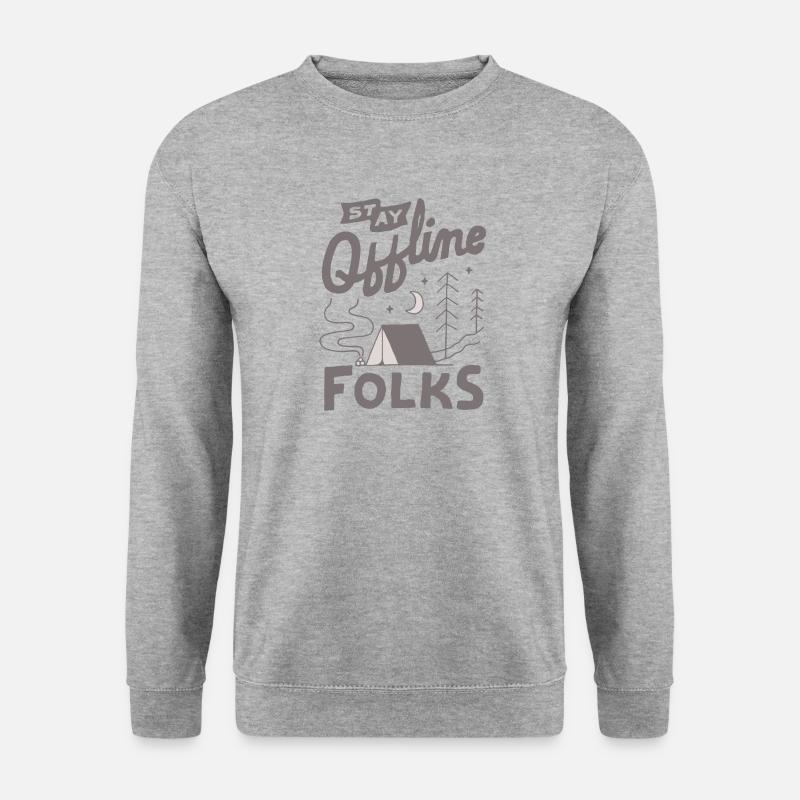 Stay Offline Folks - Unisex Pullover - Weißgrau meliert