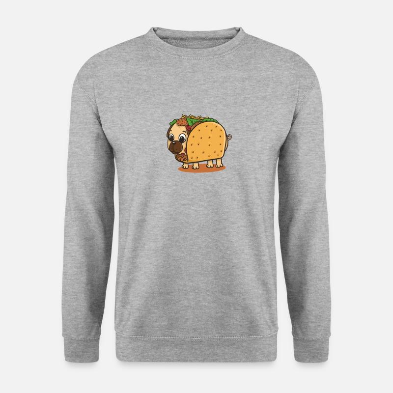 Taco Mops - Unisex Pullover - Weißgrau meliert