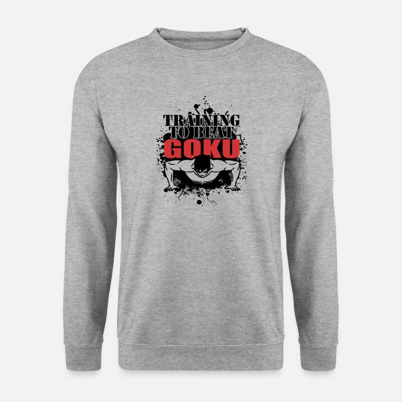 Training to beat Goku - Unisex Pullover - Weißgrau meliert