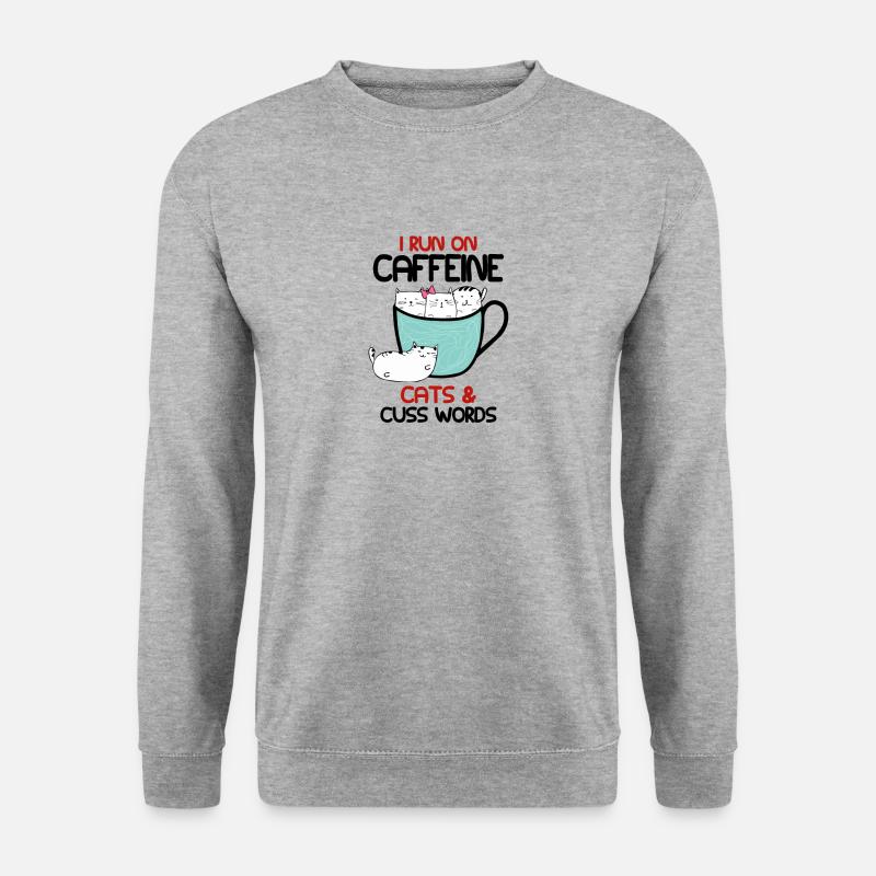 Katze Kätzchen Kaffee Mieze Geschenk - Unisex Pullover - Weißgrau meliert