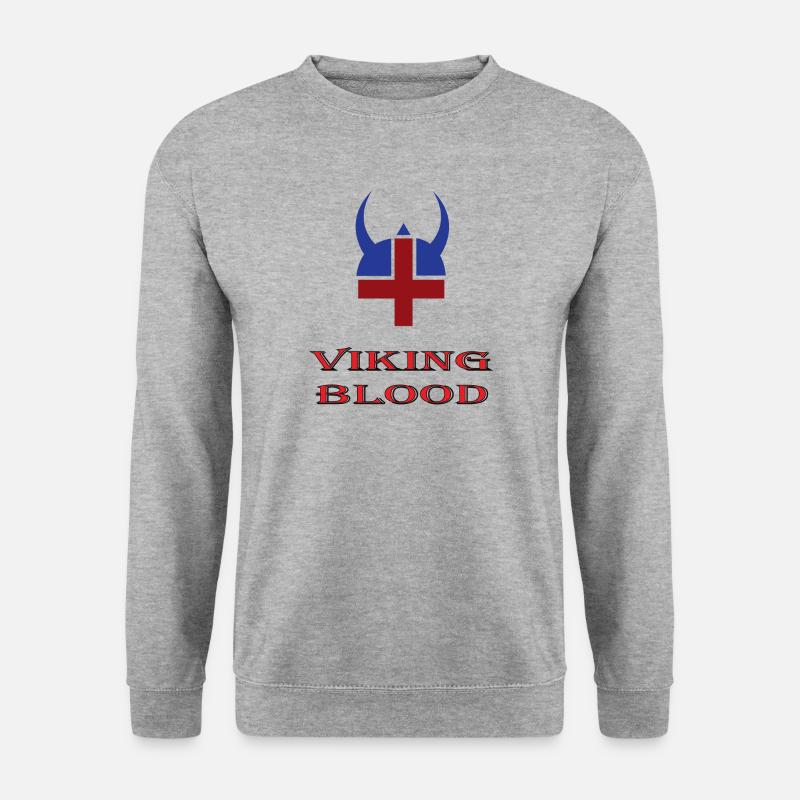 Island - Wikingerblut - Helm - Unisex Pullover - Weißgrau meliert