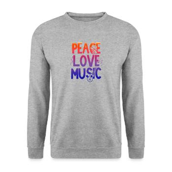 Peace love and music, Reggae, Musik, Frieden - Unisex Pullover - Weißgrau meliert - Vorne - Alina (178cm) & Michal (187cm)
