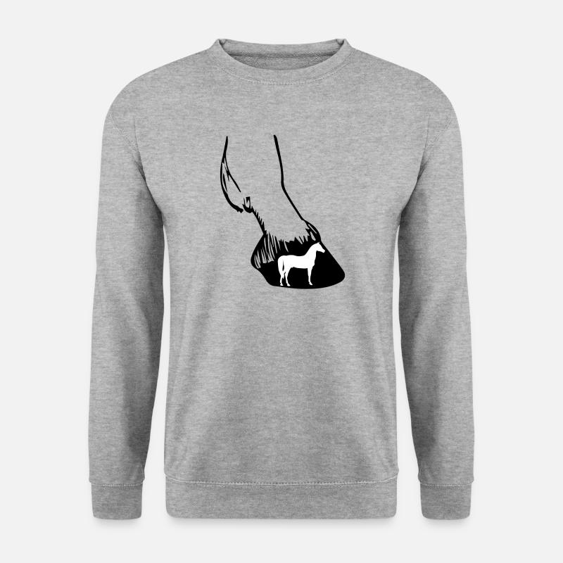 Pferd Huf Schwarz Weiss Geschenk - Unisex Pullover - Weißgrau meliert