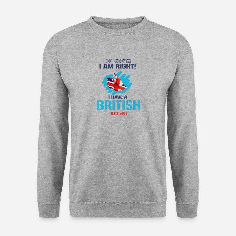 Britischer Akzent - Unisex Pullover - Weißgrau meliert